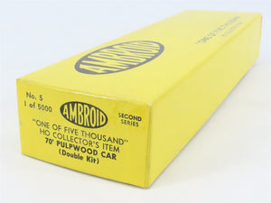 HO Scale Ambroid Double Kit No 5 MEC/BAR 70' Pulpwood 70-Ton Bulkhead Flat Car
