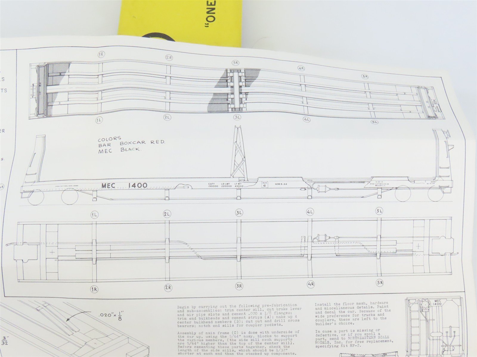 HO Scale Ambroid Double Kit No 5 MEC/BAR 70' Pulpwood 70-Ton Bulkhead Flat Car