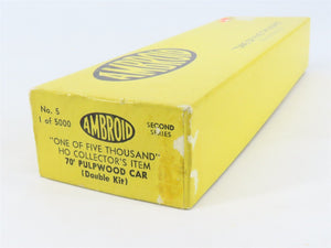 HO Scale Ambroid Double Kit No 5 MEC/BAR 70' Pulpwood 70-Ton Bulkhead Flat Car
