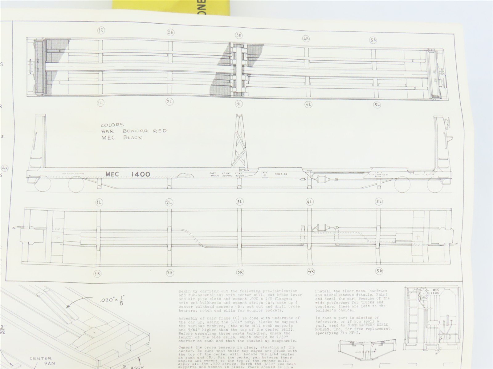 HO Scale Ambroid Double Kit No 5 MEC/BAR 70' Pulpwood 70-Ton Bulkhead Flat Car