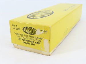 HO Scale Ambroid Double Kit No 5 MEC/BAR 70' Pulpwood 70-Ton Bulkhead Flat Car