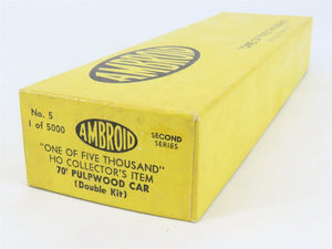 HO Scale Ambroid Double Kit No 5 MEC/BAR 70' Pulpwood 70-Ton Bulkhead Flat Car