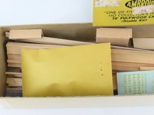 HO Scale Ambroid Double Kit No 5 MEC/BAR 70' Pulpwood 70-Ton Bulkhead Flat Car
