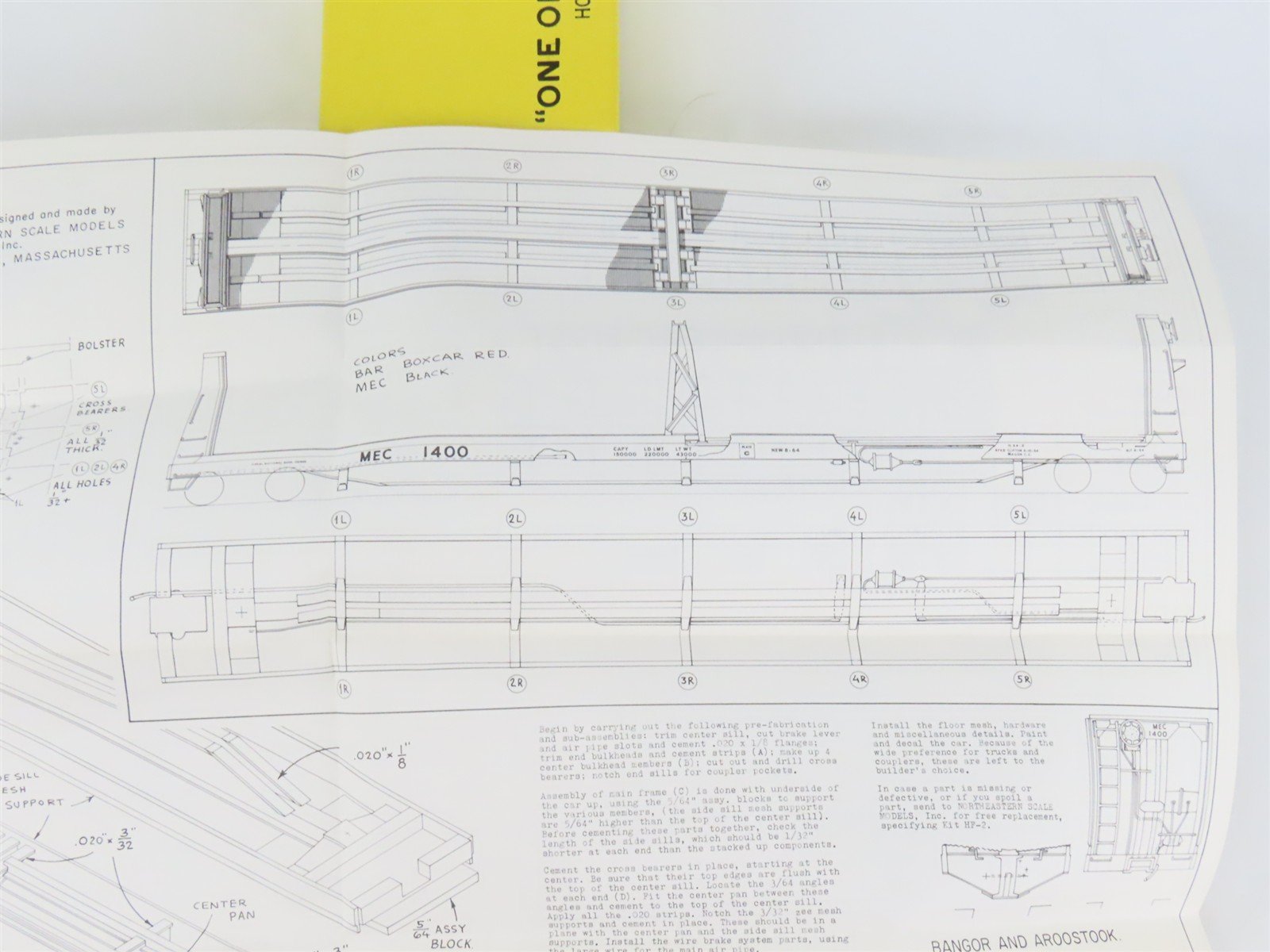 HO Scale Ambroid Double Kit No 5 MEC/BAR 70' Pulpwood 70-Ton Bulkhead Flat Car