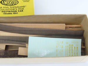 HO Scale Ambroid Double Kit No 5 MEC/BAR 70' Pulpwood 70-Ton Bulkhead Flat Car