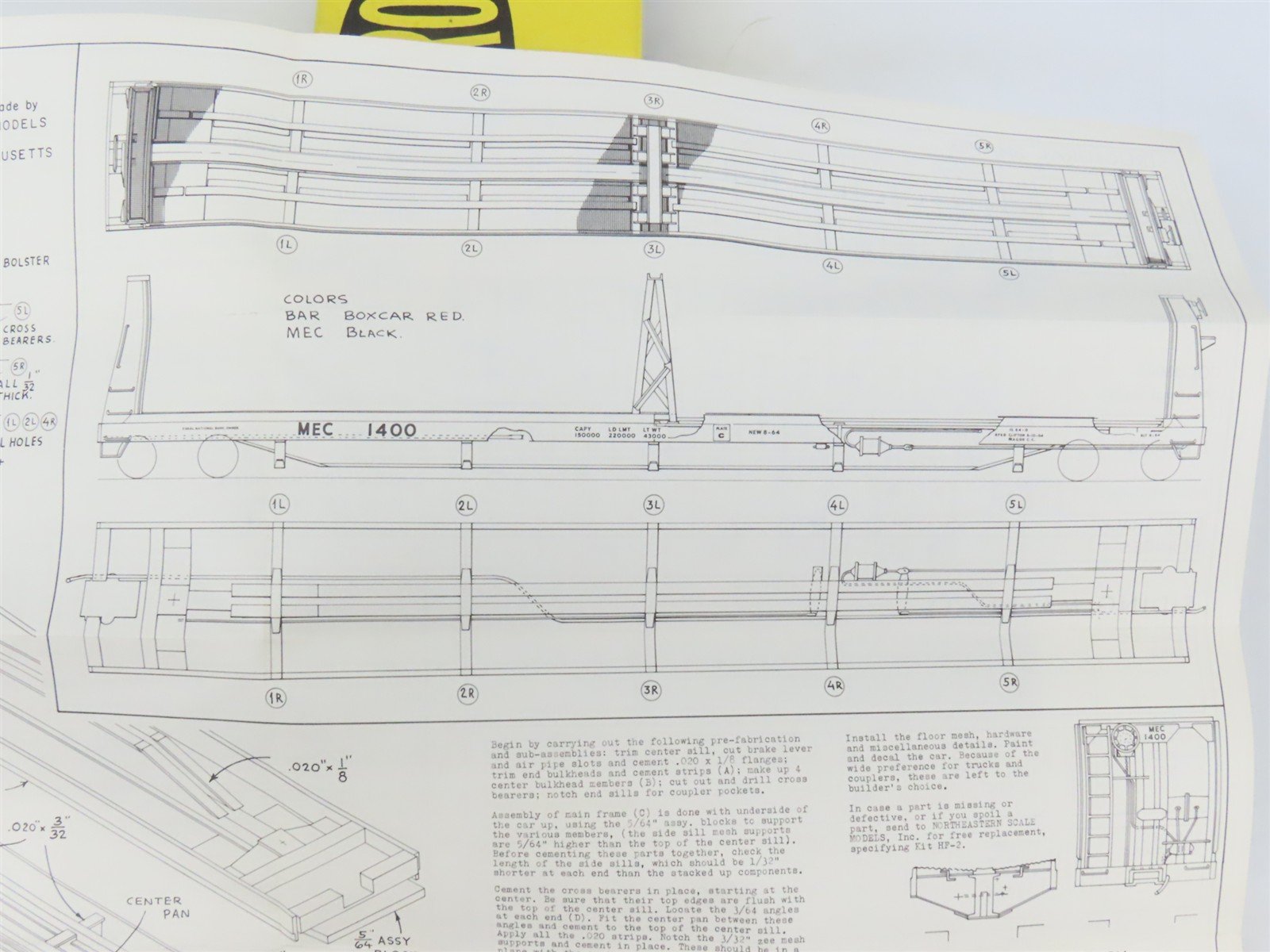 HO Scale Ambroid Double Kit No 5 MEC/BAR 70' Pulpwood 70-Ton Bulkhead Flat Car