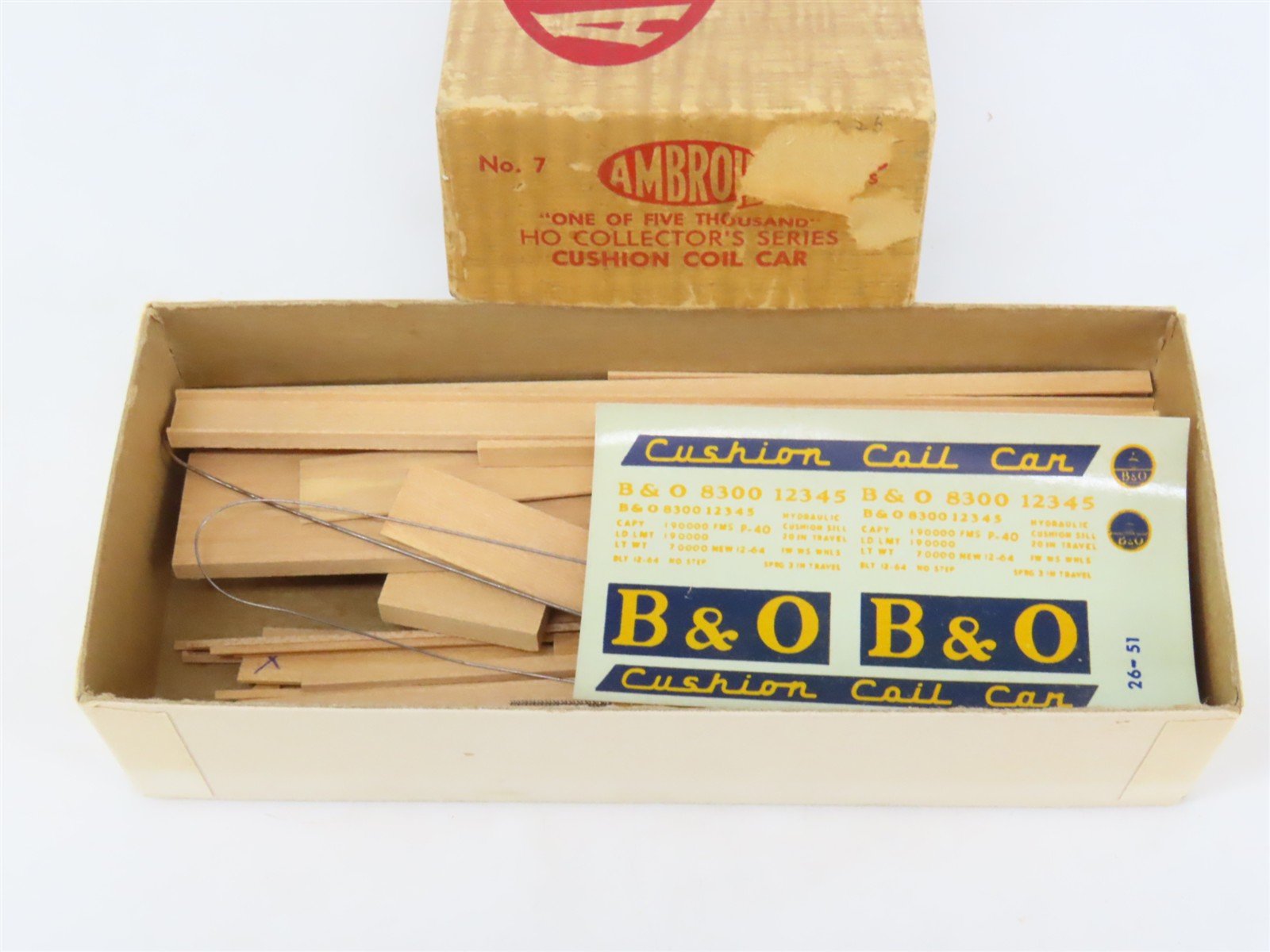 HO Scale Ambroid Kit No 7 B&O Baltimore & Ohio Cushion Coil Car #8300