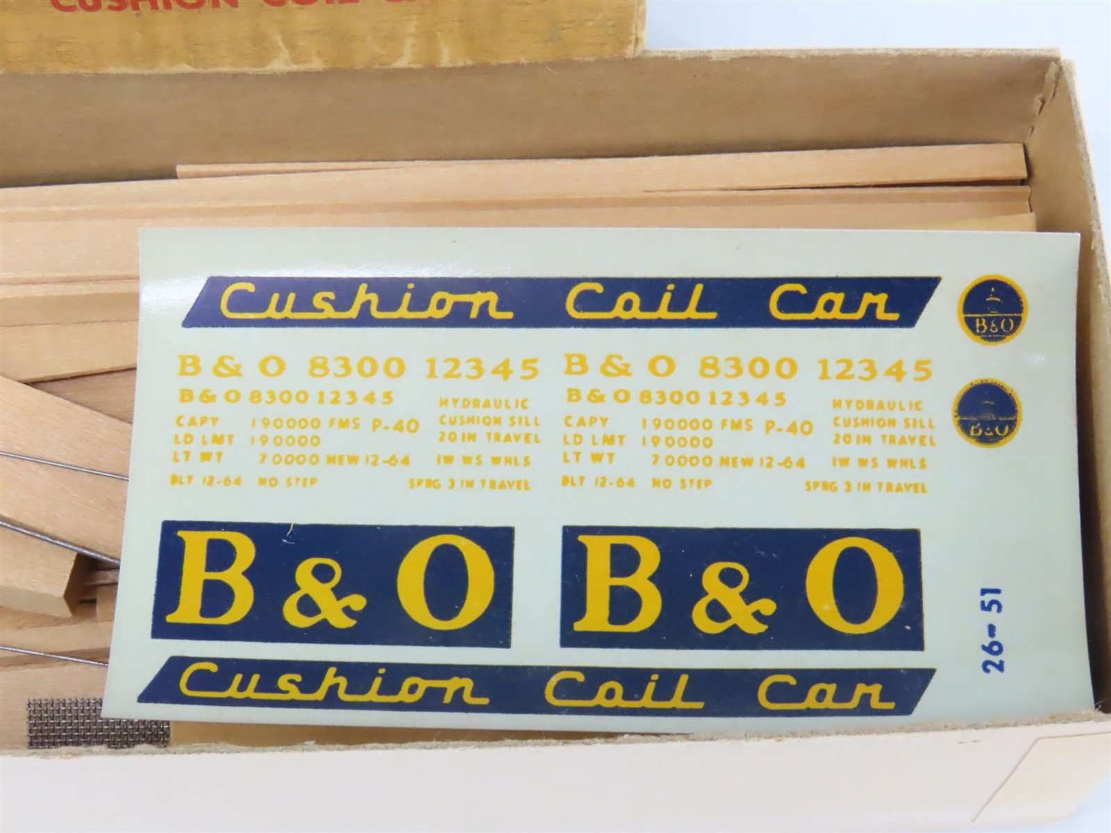 HO Scale Ambroid Kit No 7 B&O Baltimore & Ohio Cushion Coil Car #8300