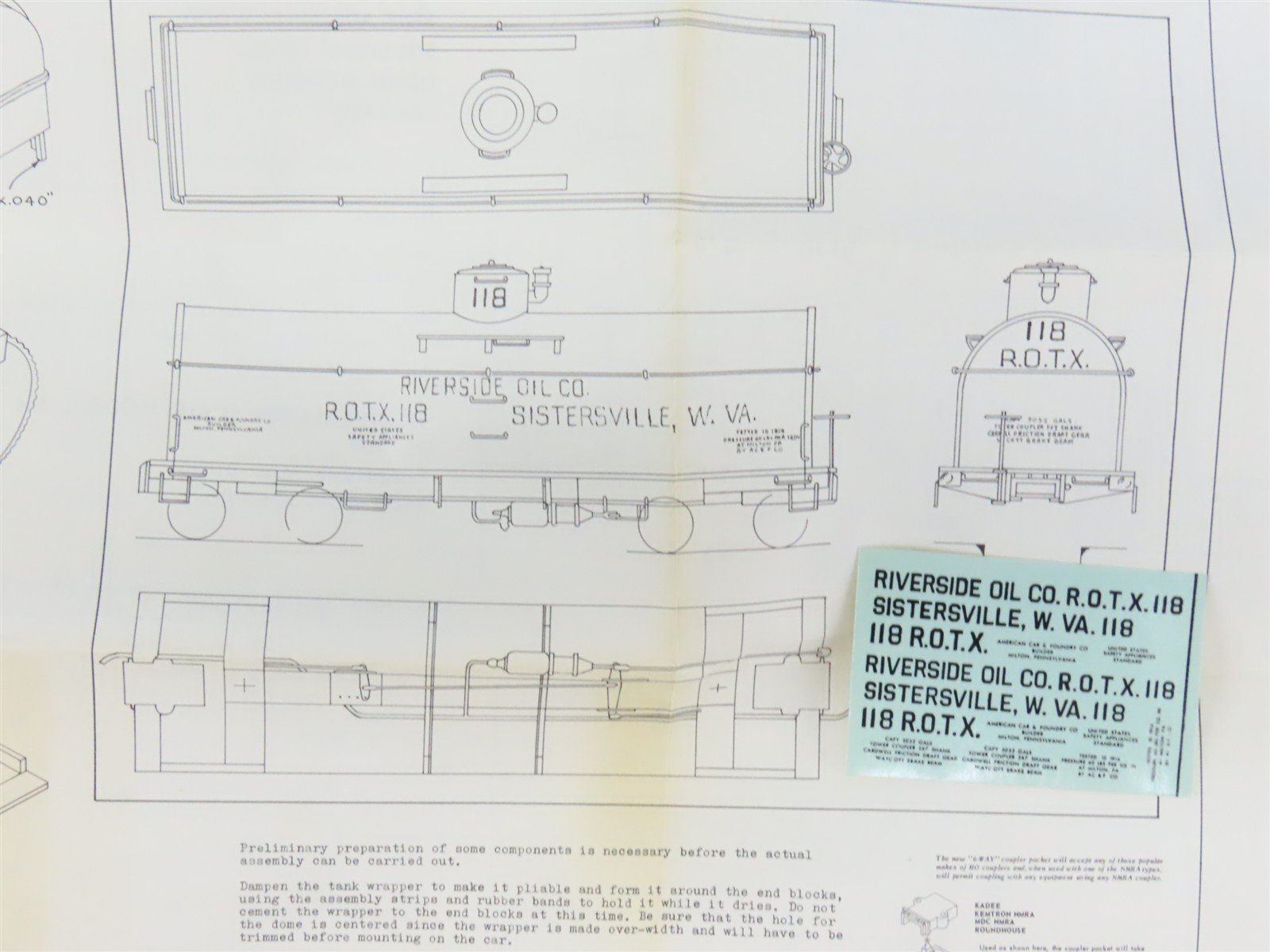 HO Scale Ambroid Kit No 4 ROTX Riverside Oil Co Insulated Tank Car #118