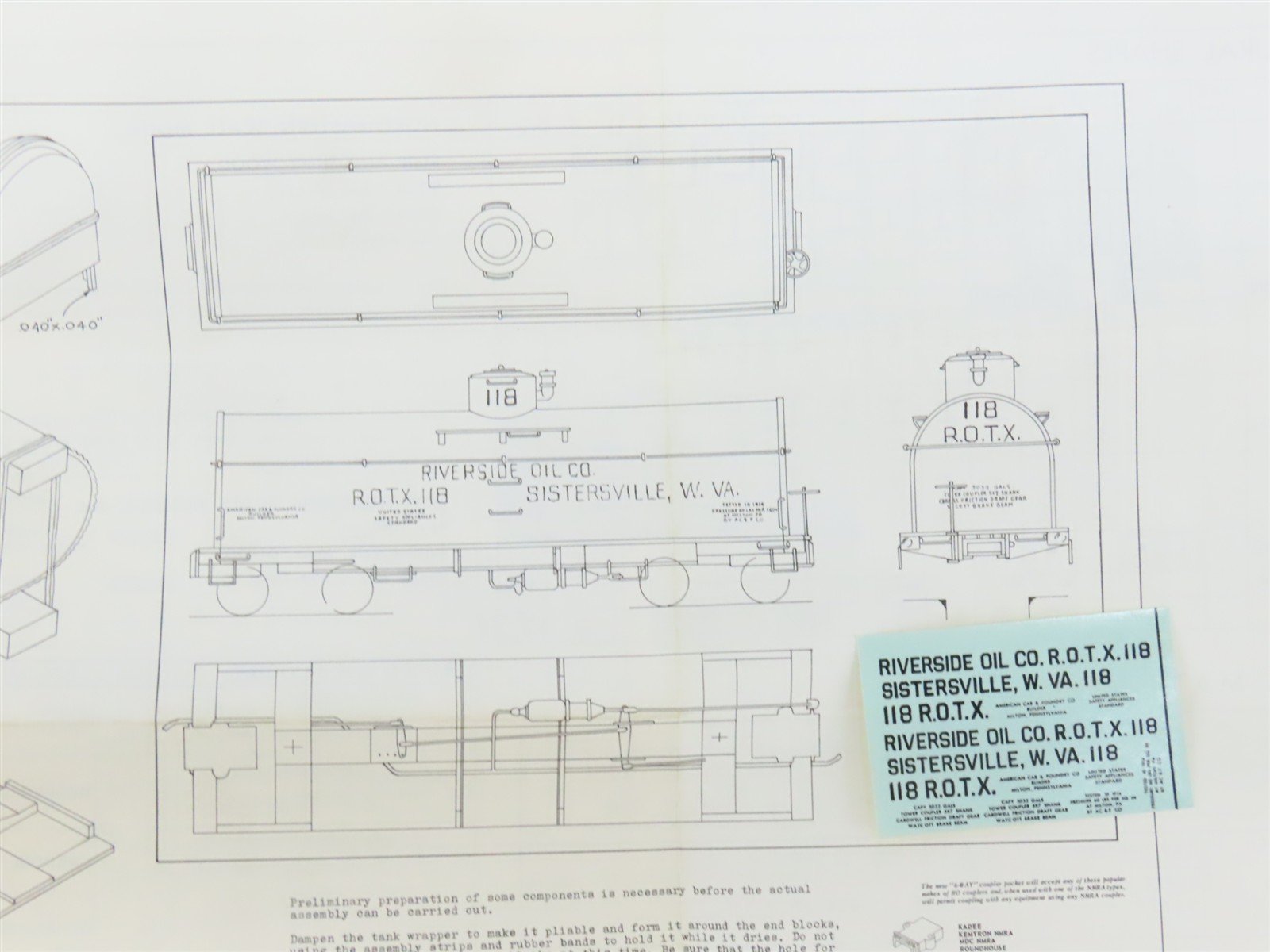 HO Scale Ambroid Kit No 4 ROTX Riverside Oil Co Insulated Tank Car #118