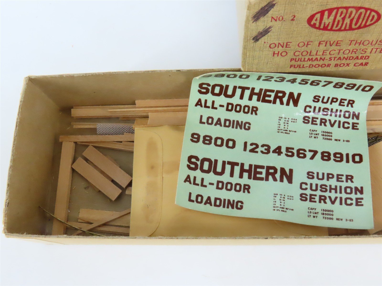 HO Scale Ambroid Kit No 2 SOU Southern Railway All Door Box Car #9800