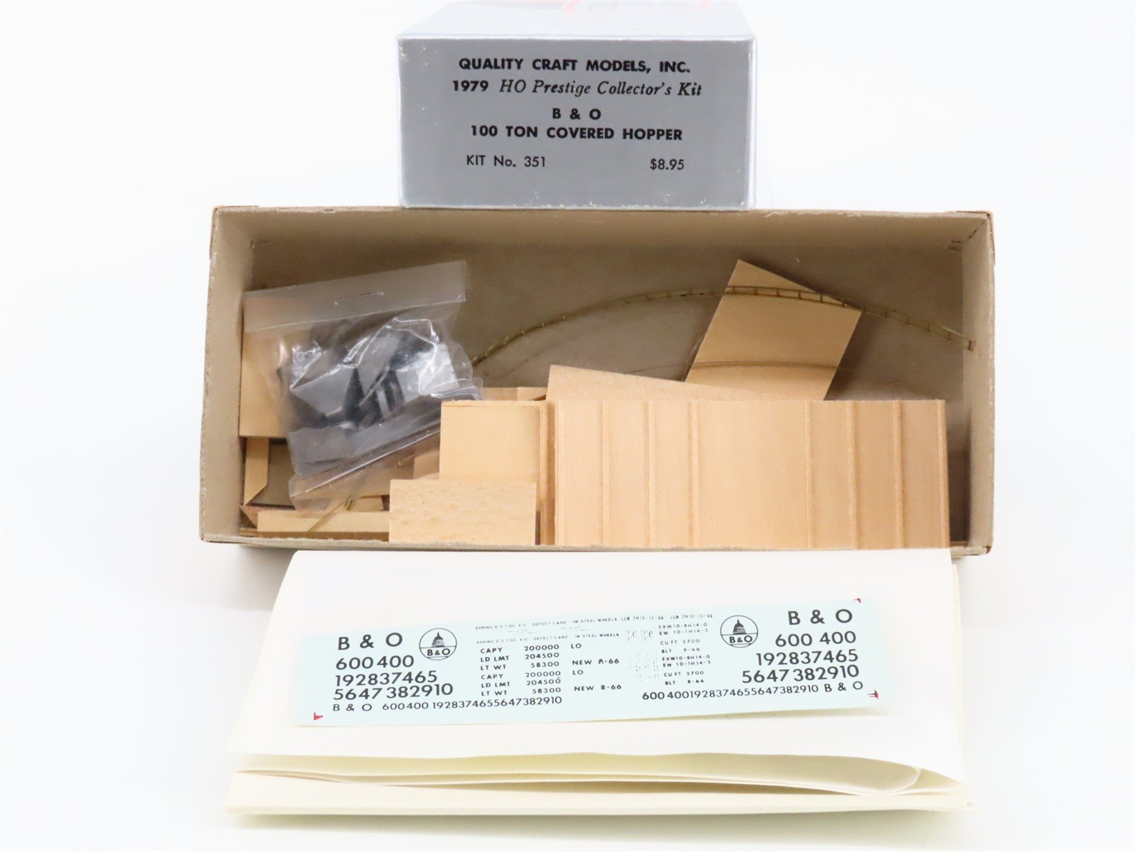 HO Quality Craft Models Kit No 351 B&O Baltimore & Ohio 2-Bay Hopper #600400