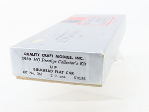 HO Scale Quality Craft Models 2 in 1 Kit 361 UP Union Pacific Bulkhead Flat Car