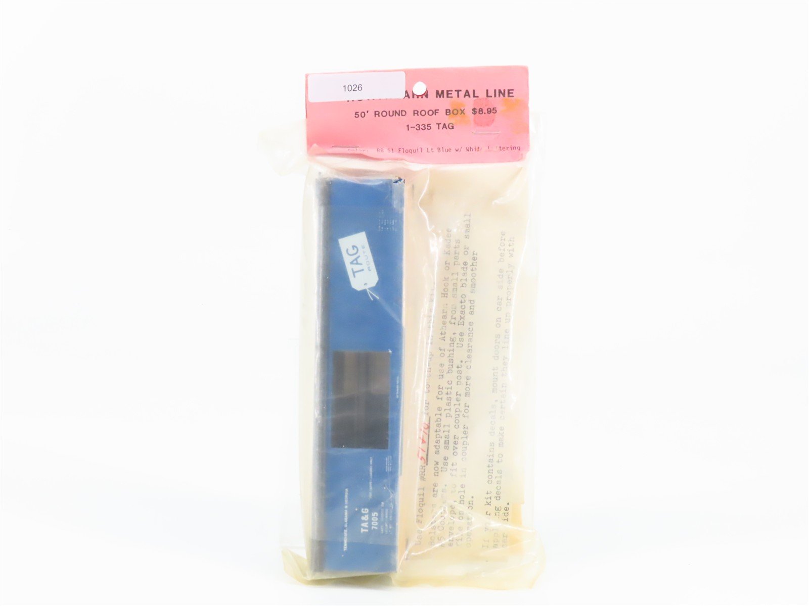 HO Scale Athearn Metal Line Kit 1-335 TA&G Tag Route 50' Box Car #7005 - Sealed