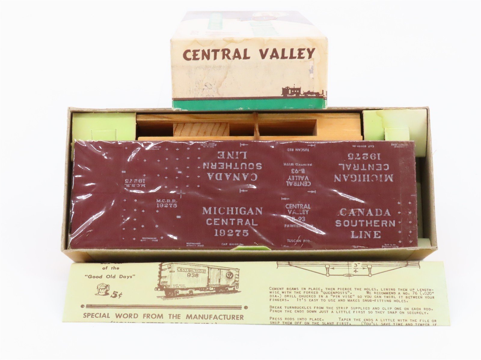 HO Scale Central Valley Kit B-93 MCRR Michigan Central Old Timer Box Car #19275
