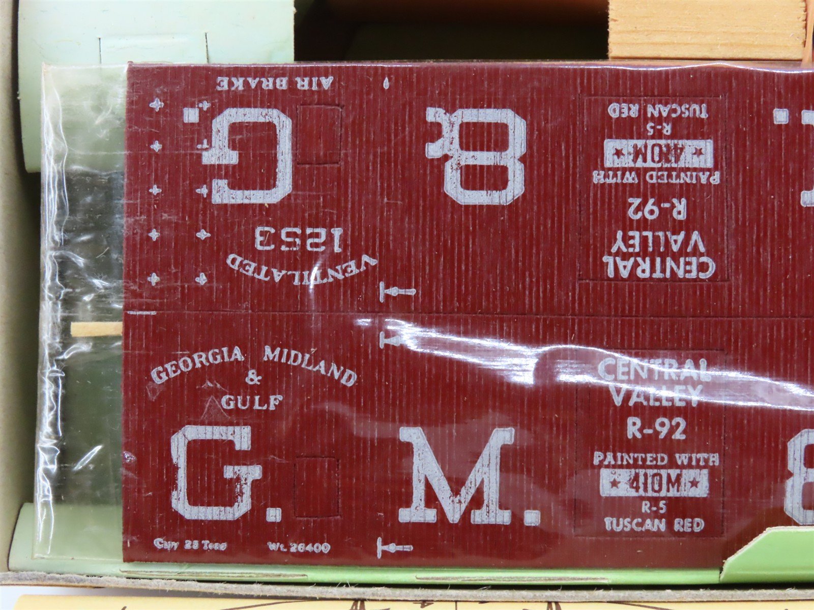 HO Central Valley Kit R-92 GM&G Georgia Midland & Gulf Ventilated Box Car #1253