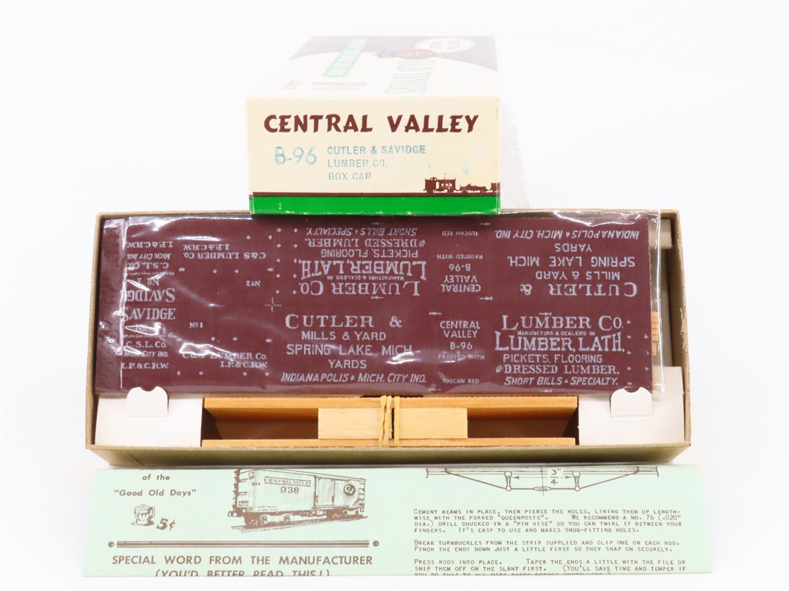 HO Scale Central Valley Kit B-96 C&S Cutler & Savidge Lumber Co Box Car #1