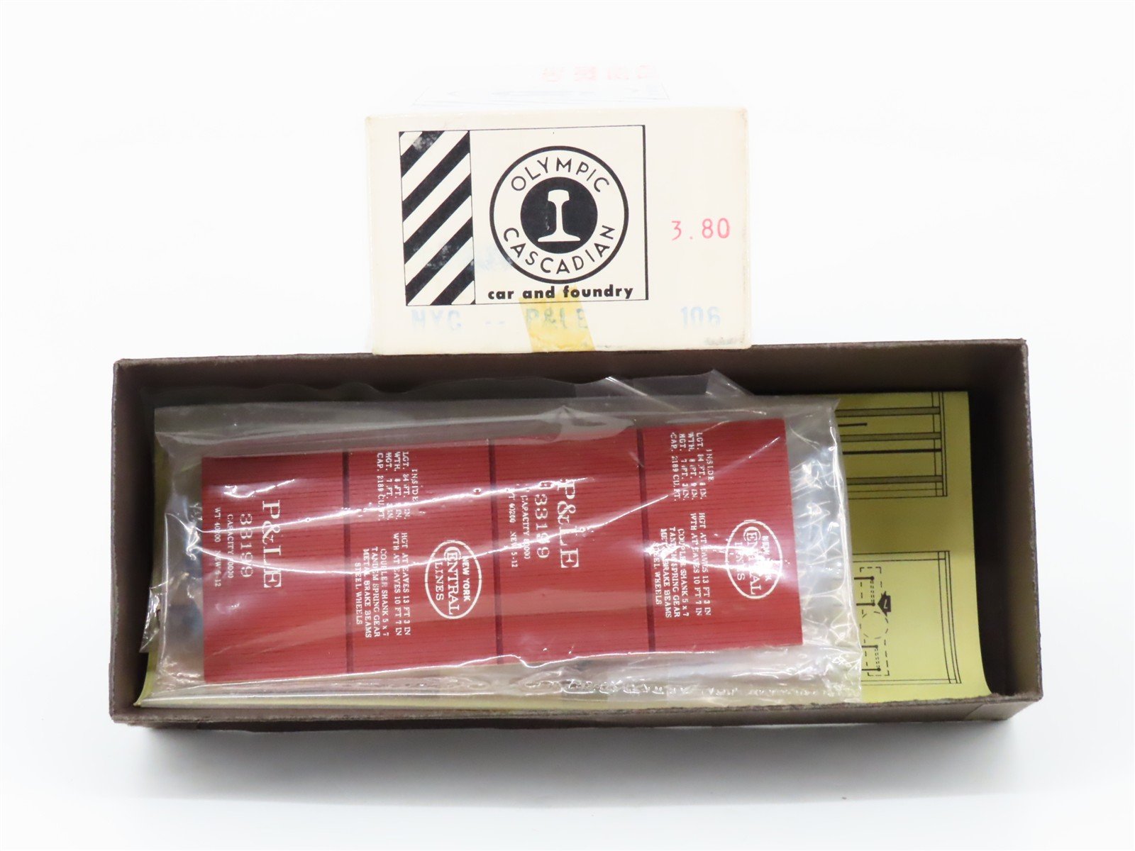 HO Scale Olympic Cascadian Kit 106 P&LE NYC New York Central Box Car #33199