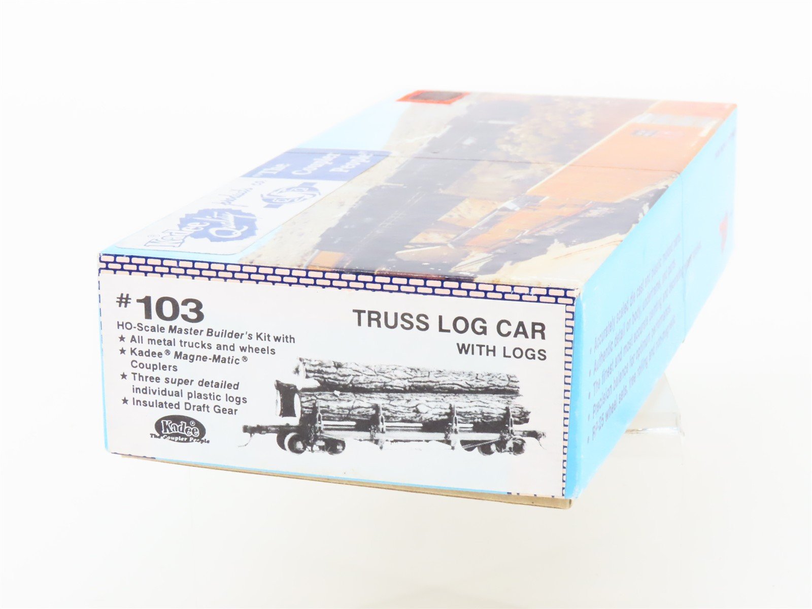 HO Scale Kadee Kit #103 Unlettered Truss Log Car w/ Logs