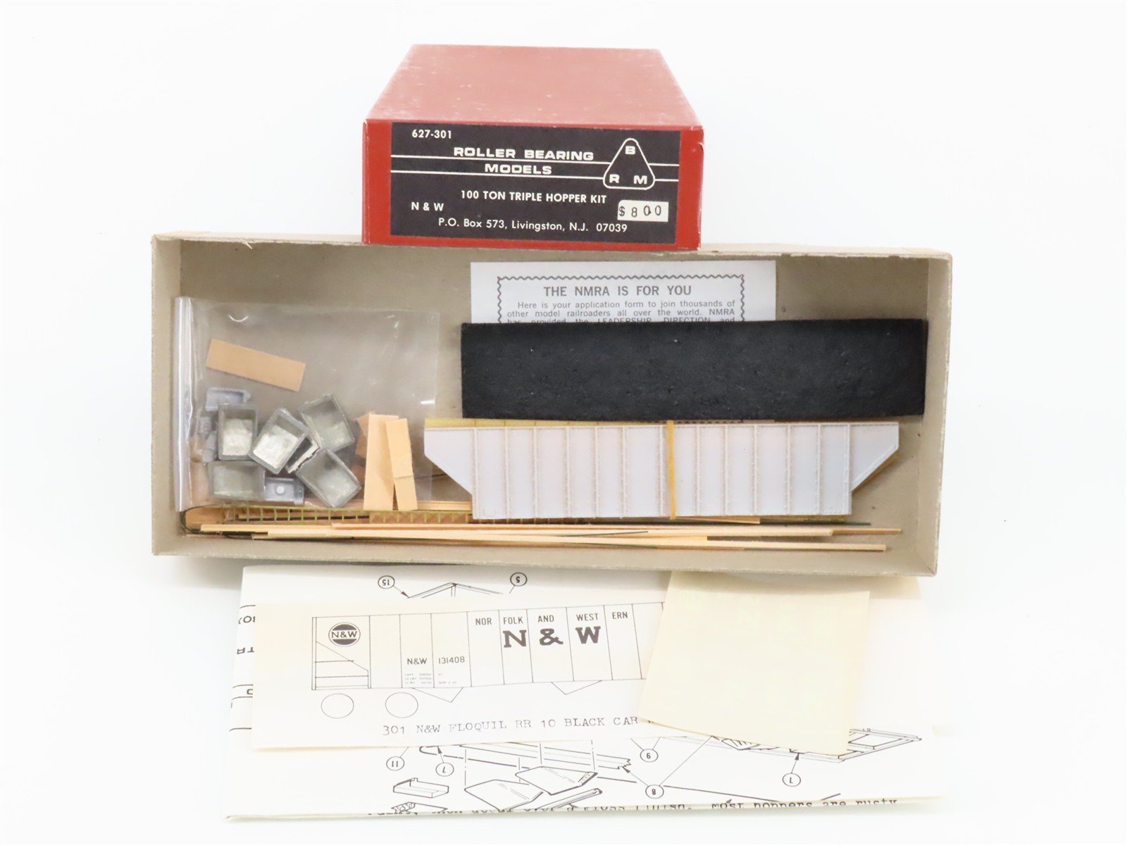 HO Roller Bearing Models RBM Kit 627-301 N&W Norfolk & Western Hopper #131408