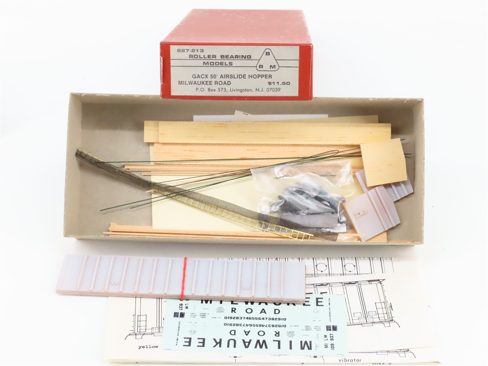 HO Roller Bearing Models RBM Kit 627-213 MILW Milwaukee Road 50' Hopper #109937