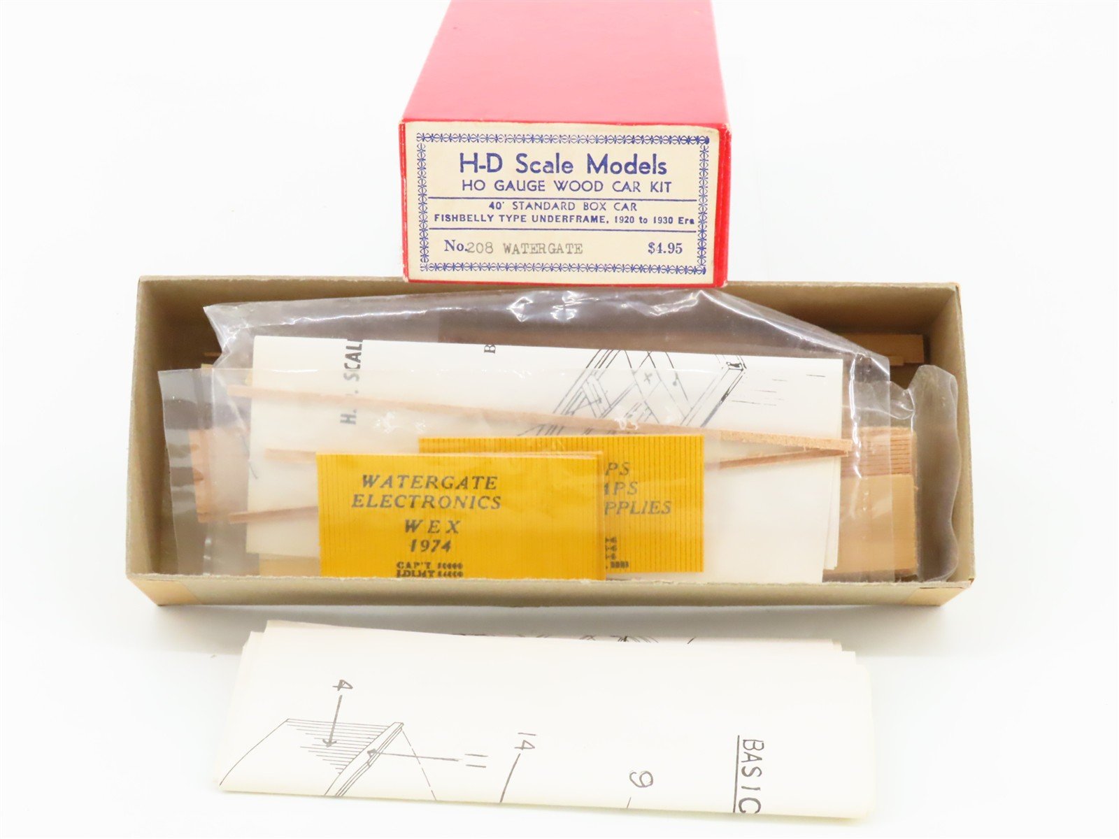 HO H-D Scale Models Kit 208 WEX Watergate Electronics 40' Wood Box Car #1974