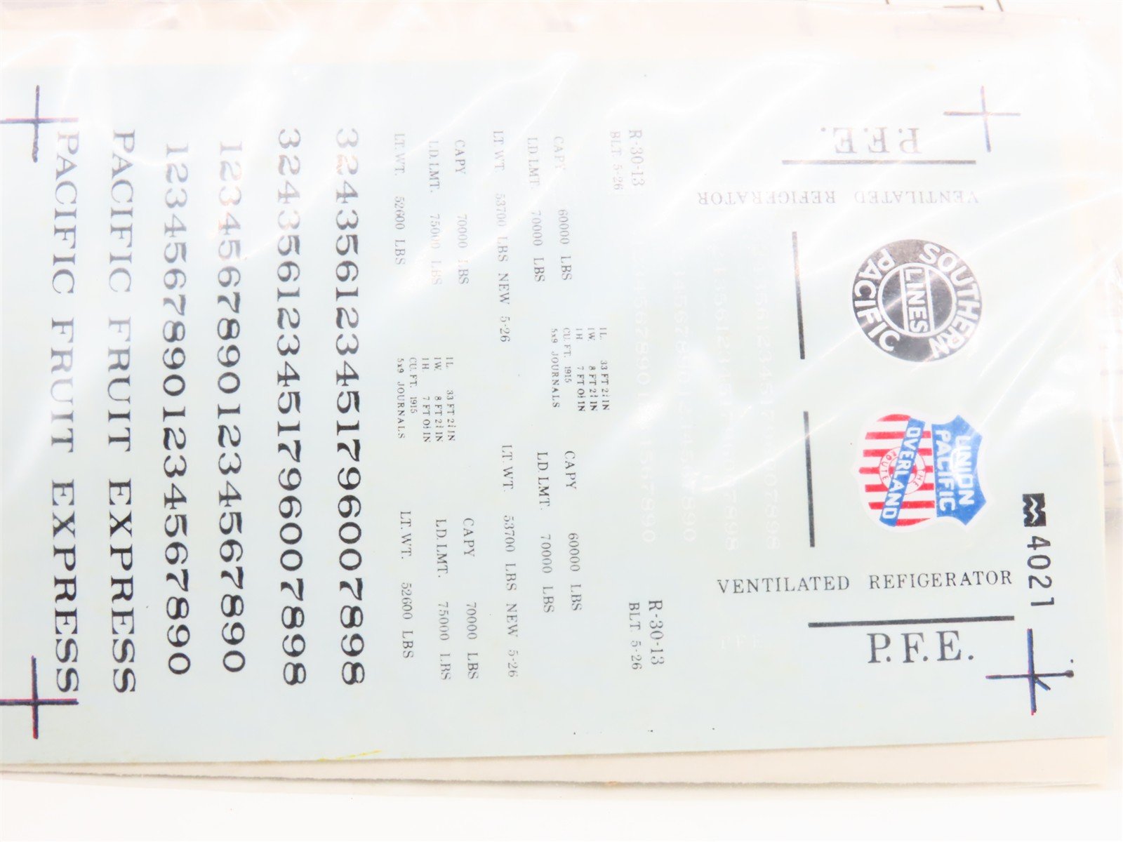 HO Scale Prototype Modeler Kit #1001 SP UP PFE Pacific Fruit Express Reefer