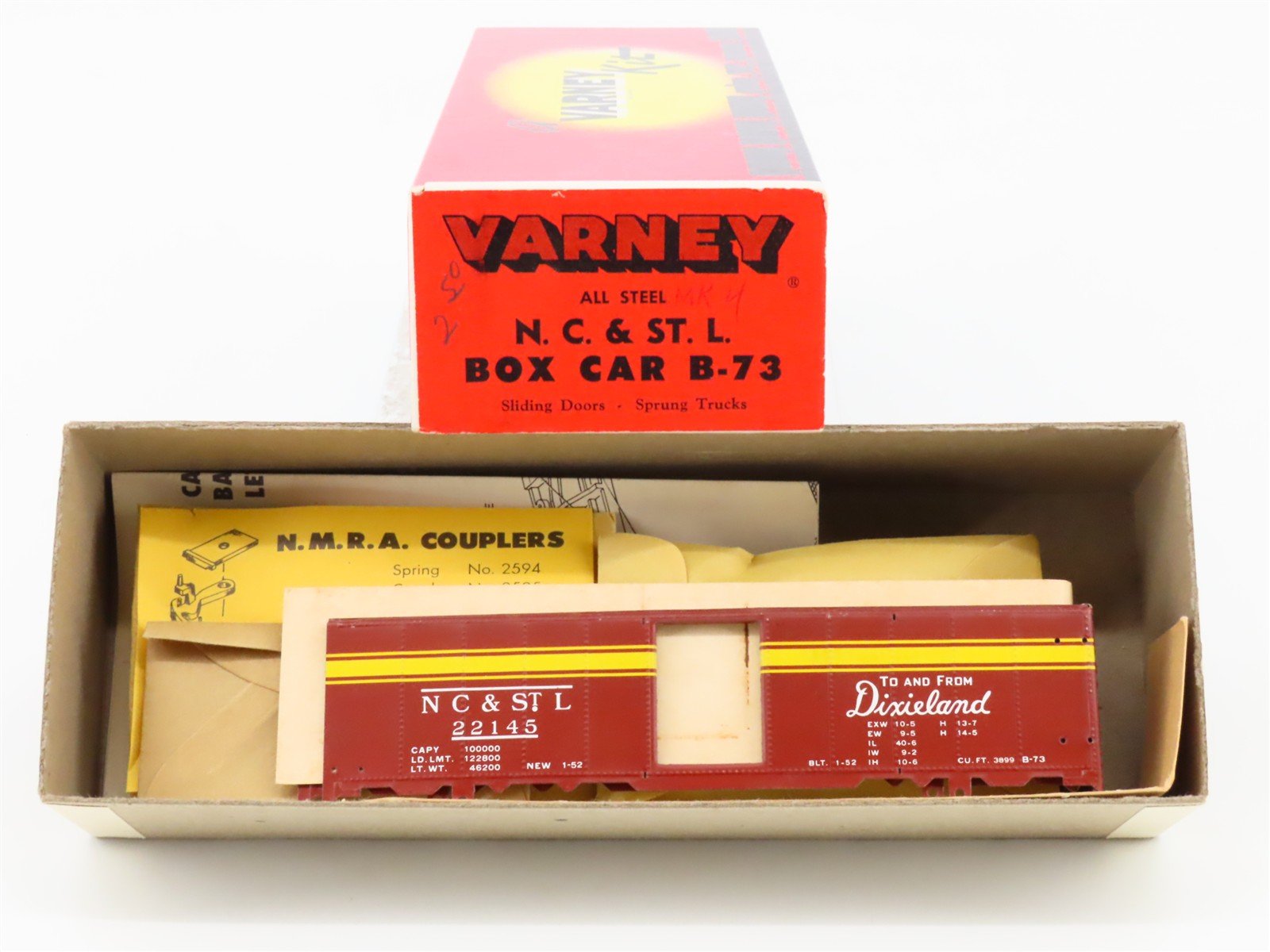 HO Scale Varney Kit B-73 NC&STL To And From Dixieland Steel Box Car #22145