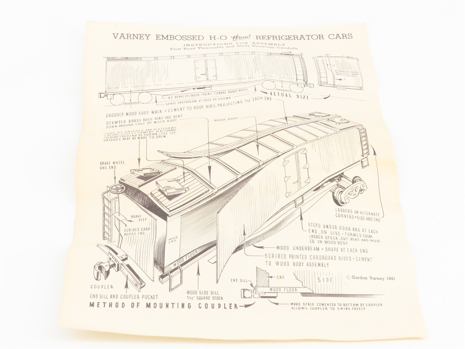 HO Scale Varney Kit R-14 NP Northern Pacific Railroad Wood Reefer #93542
