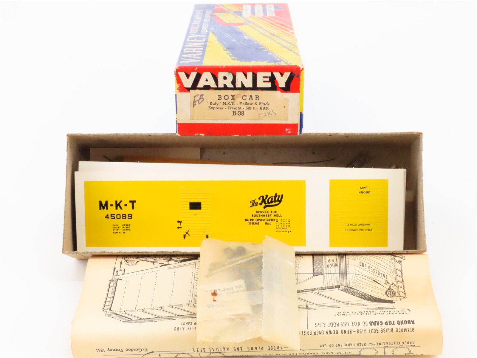HO Scale Varney Kit B-38 M-K-T The Katy Single Door Box Car #45089