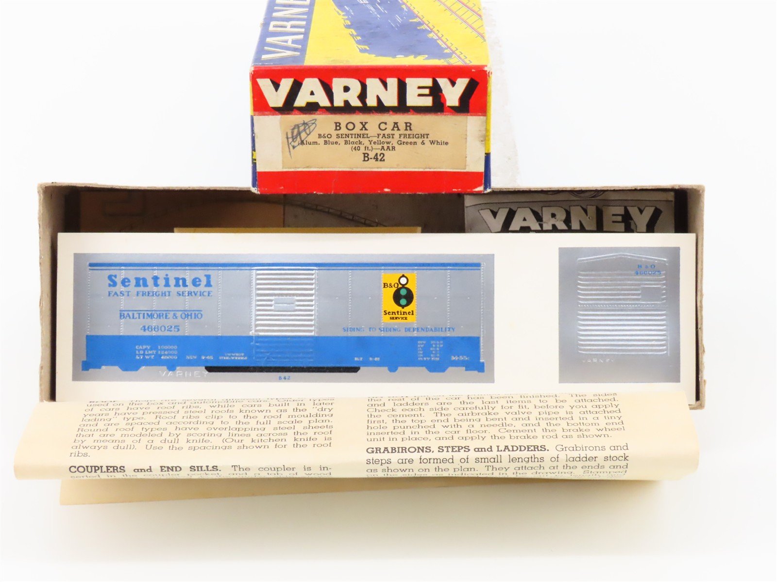 HO Scale Varney Kit B-42 B&O Baltimore & Ohio Sentinel 40' Box Car #466025