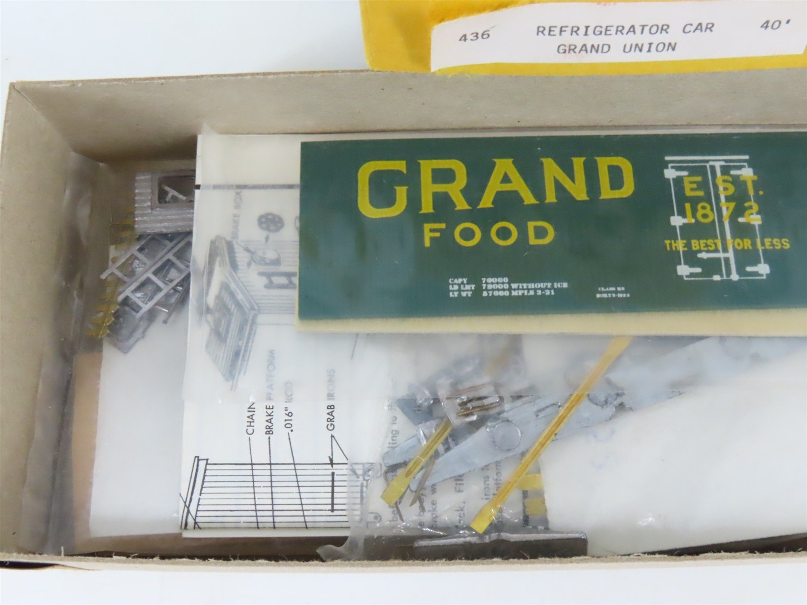 HO Scale Ye Olde Huff-N-Puff Kit 436 QREX Grand Union Food Markets Reefer #90104