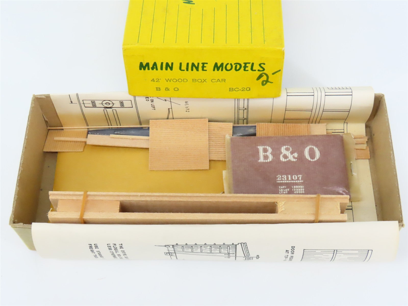 HO Scale Main Line Models Kit BC-20 B&O Baltimore & Ohio 42' Wood Box Car #23107