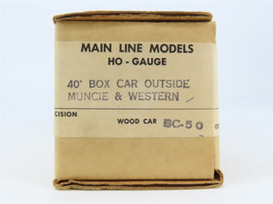 HO Scale Main Line Kit BC-50 MWR Muncie & Western Railroad 40' Box Car #1247