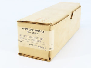 HO Scale Main Line Kit BC-50 MWR Muncie & Western Railroad 40' Box Car #1247