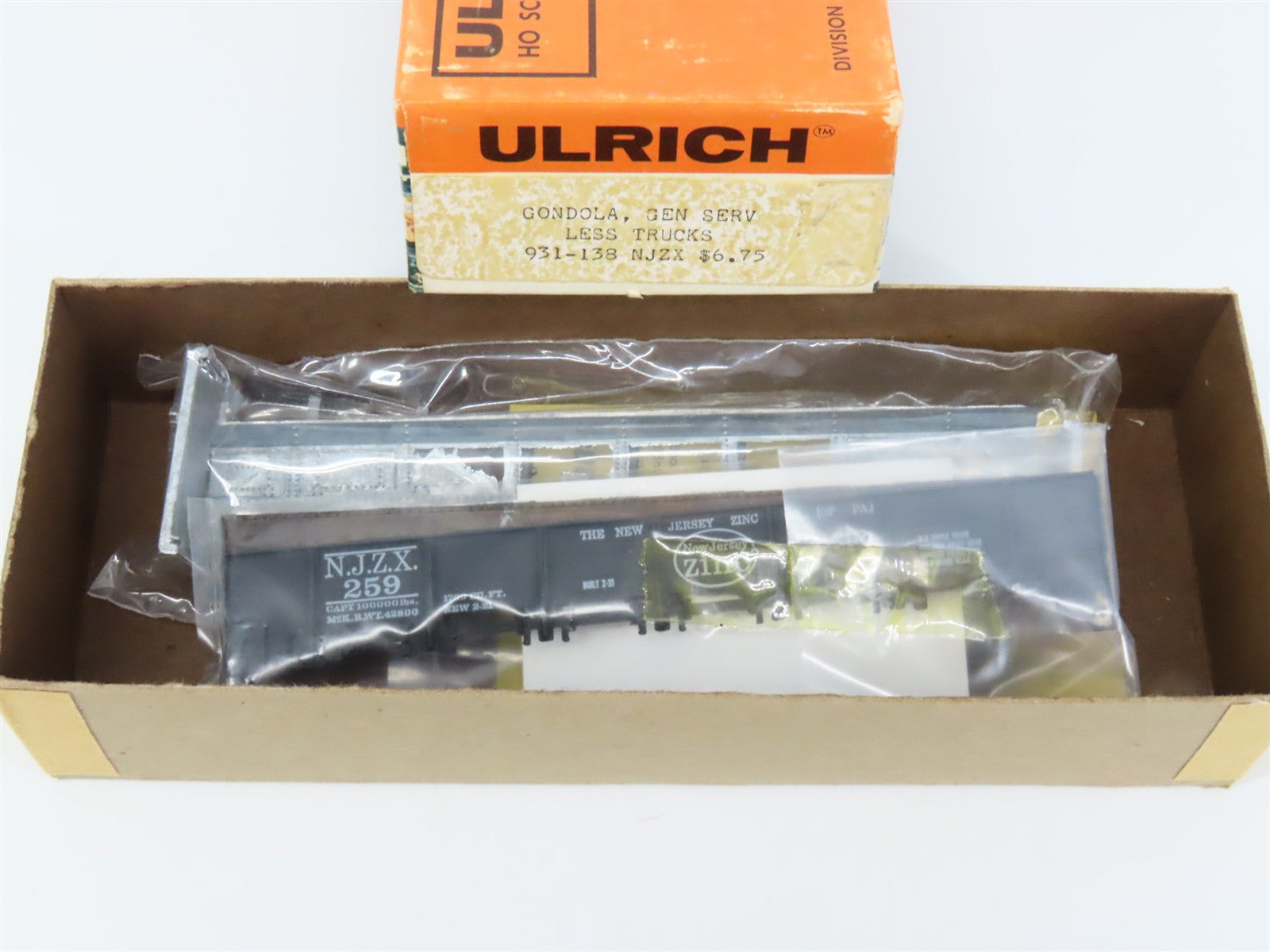 HO Scale Ulrich Kit 931-138 NJZX New Jersey Zinc Gondola #259