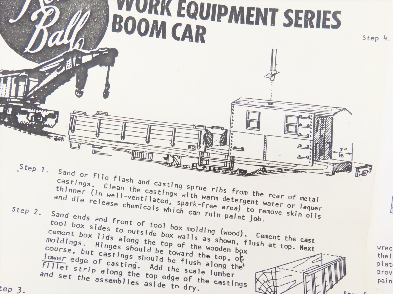 HO Scale REDBALL Kit 4309 Unpainted Wreck Crane Boom Car