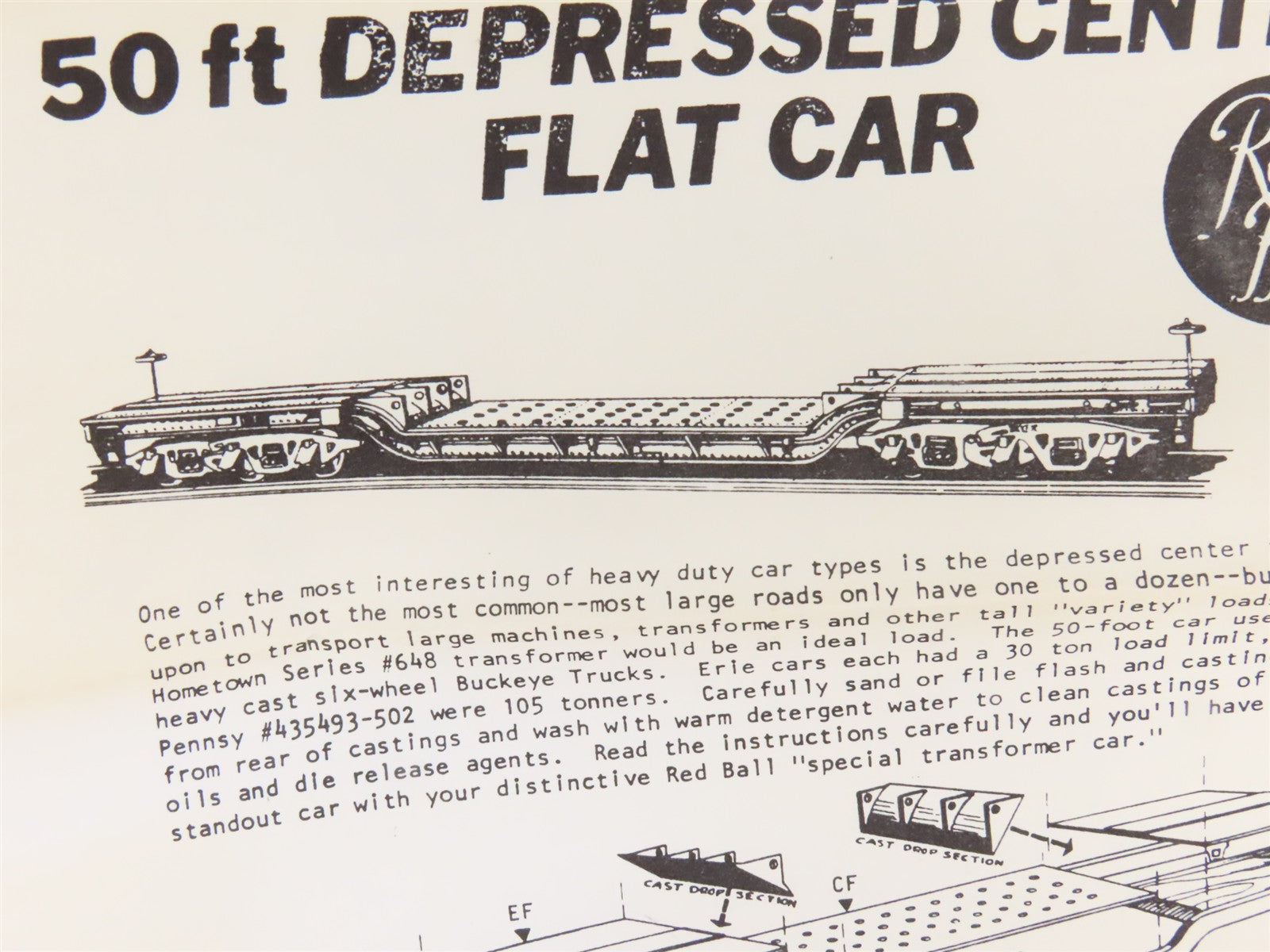 HO Scale REDBALL Kit #4320 Unpainted 200-Ton Flat Car