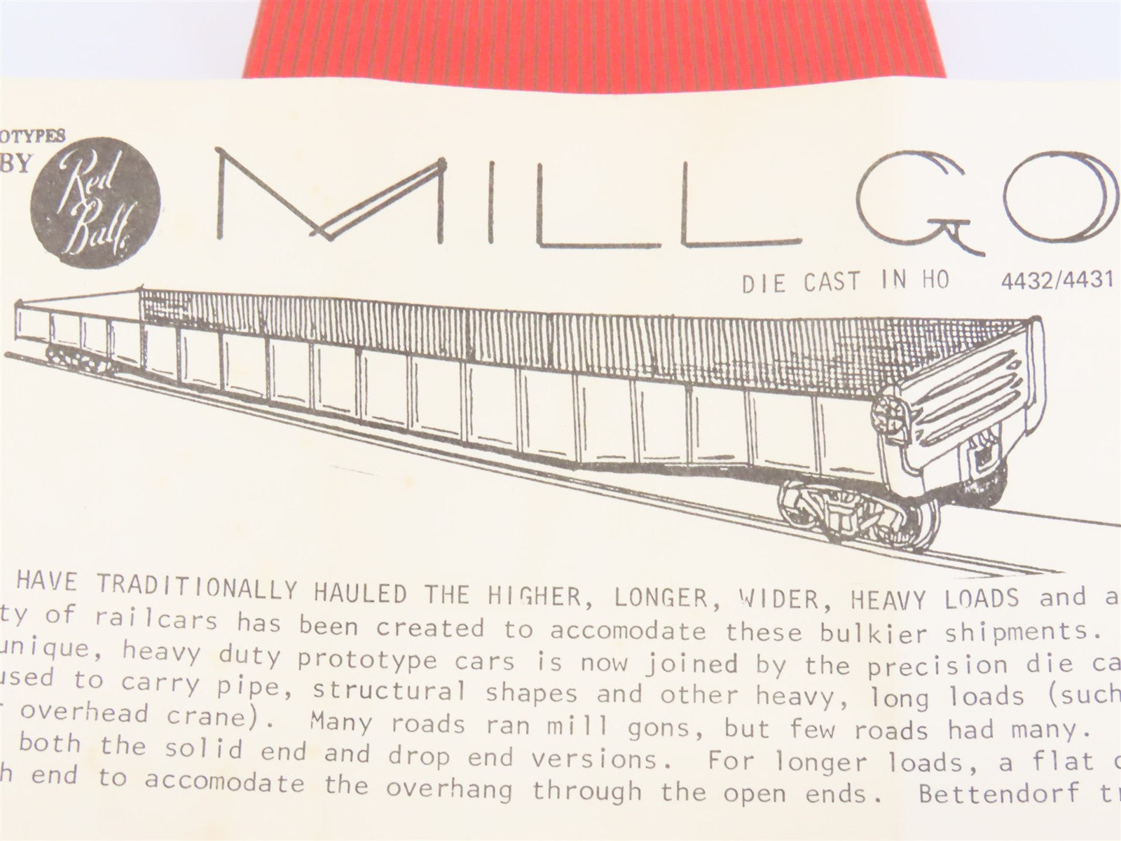 HO Scale REDBALL Kit #4432 Unpainted 65' Mill Gondola