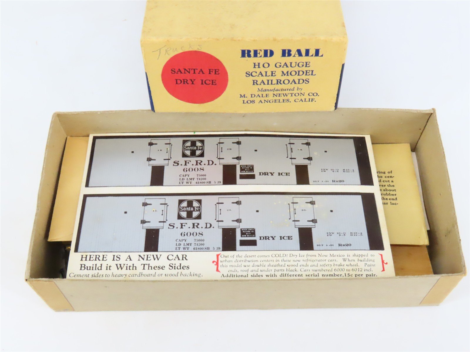 HO Scale REDBALL Kit SFRD Santa Fe Railroad Dry Ice Reefer #6008