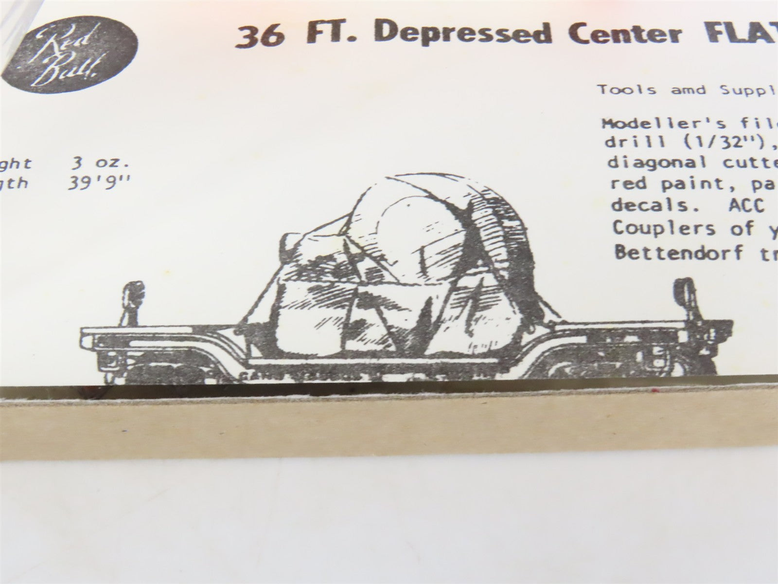 HO Scale REDBALL Kit 4329 Unpainted 36' Depressed Center Flat Car