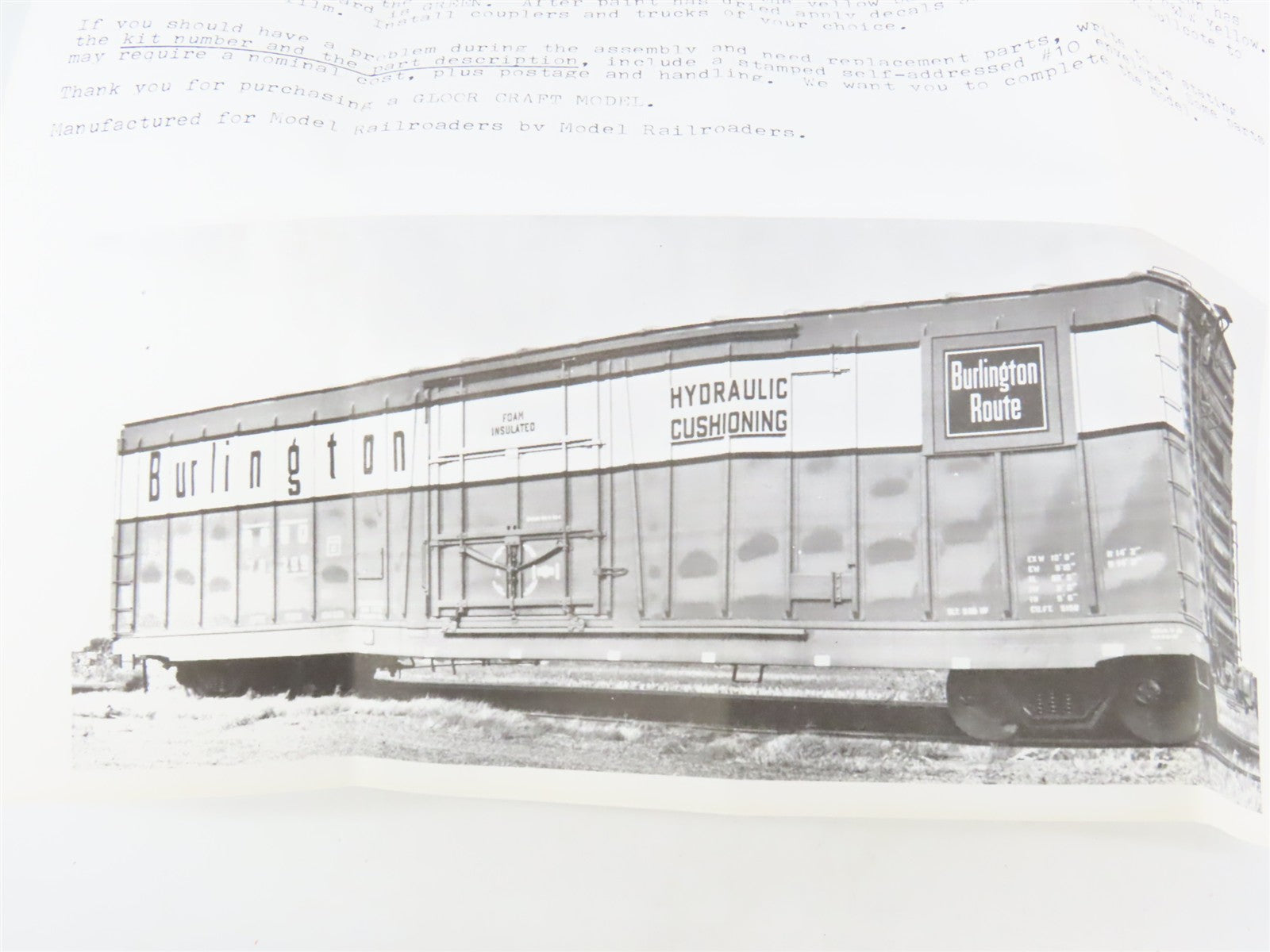 HO Scale Gloor Craft Models Kit 313 RBBQ Burlington Route 60' Plug Door Box Car