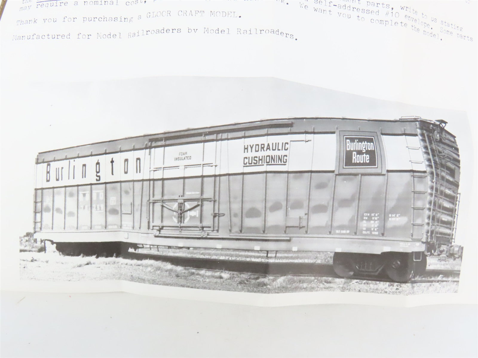 HO Scale Gloor Craft Models Kit 313 RBBQ Burlington Route 60' Plug Door Box Car