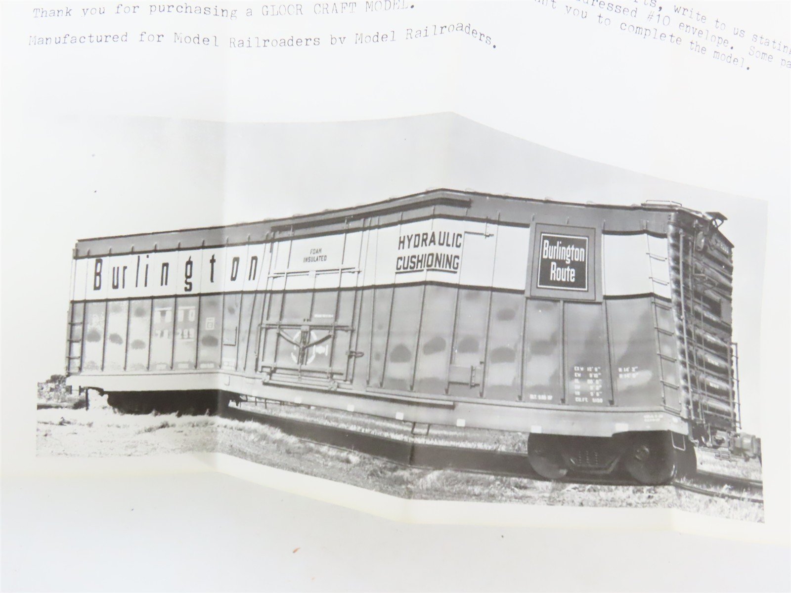 HO Scale Gloor Craft Models Kit 313 RBBQ Burlington Route 60' Plug Door Box Car