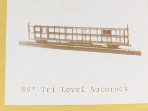 HO Gloor Craft Models Kit 3201 Undecorated Trailer Train 89' Tri-Level Auto Rack