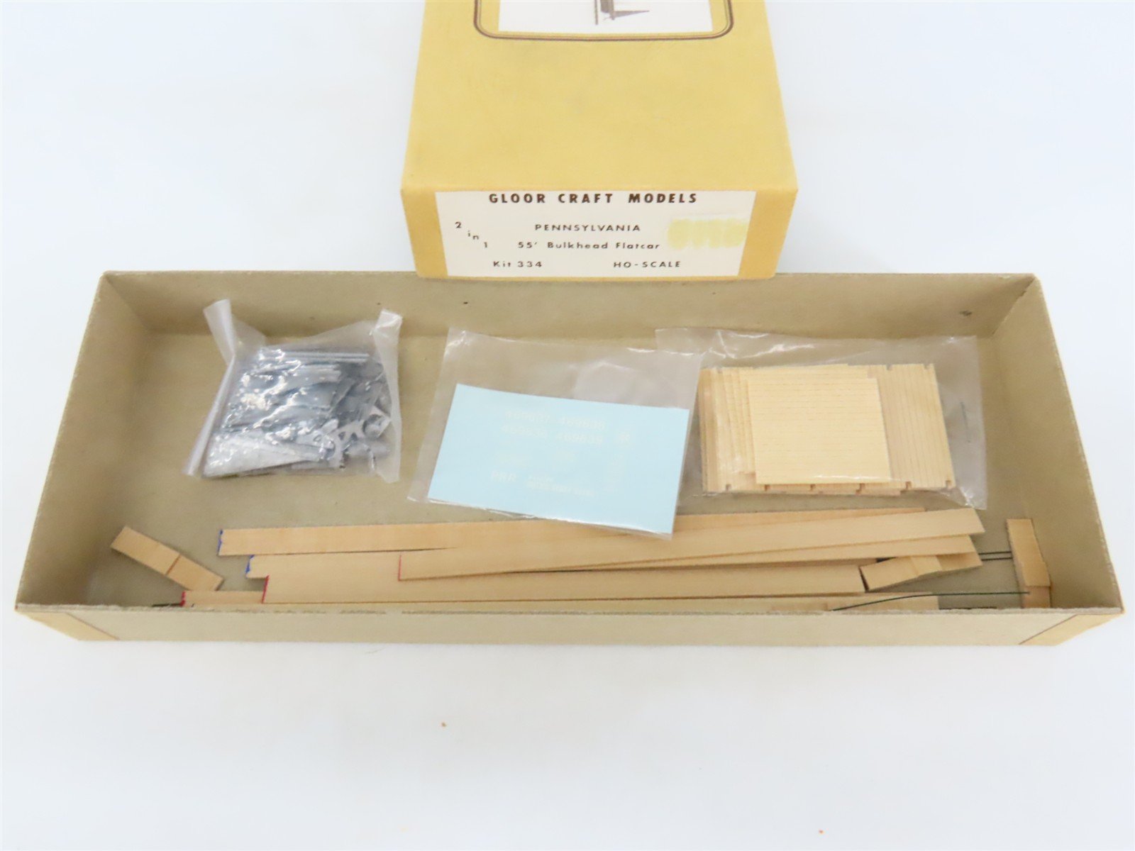 HO Gloor Craft Models 2 in 1 Kit 334 PRR Pennsylvania 55' Bulkhead Flat Car
