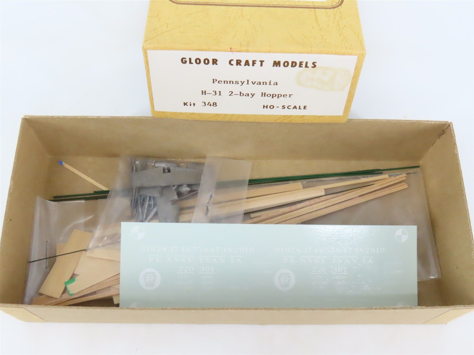 HO Scale Gloor Craft Models Kit 348 PRR Pennsylvania 2-Bay Hopper