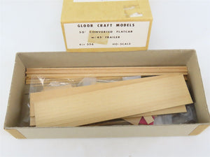 HO Gloor Craft Models Kit 356 Unpainted 50' Covered Flat Car w/ 45' Trailer