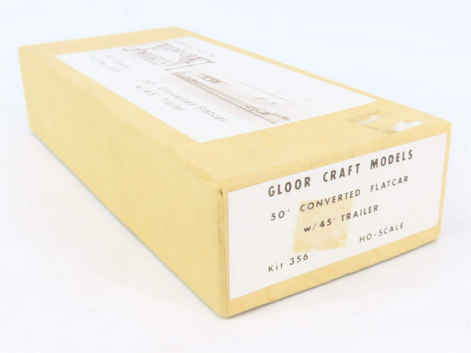 HO Gloor Craft Models Kit 356 Unpainted 50' Covered Flat Car w/ 45' Trailer