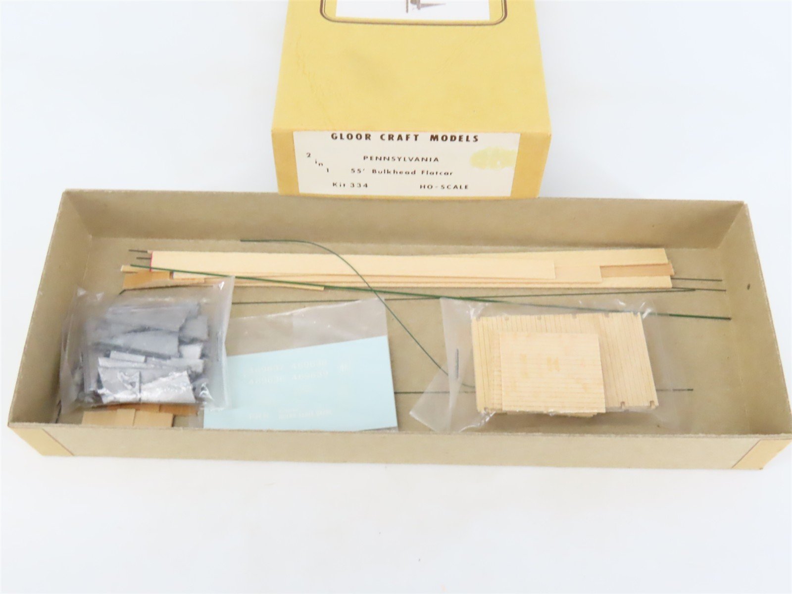 HO Gloor Craft Models 2 in 1 Kit 334 PRR Pennsylvania 55' Bulkhead Flat Car